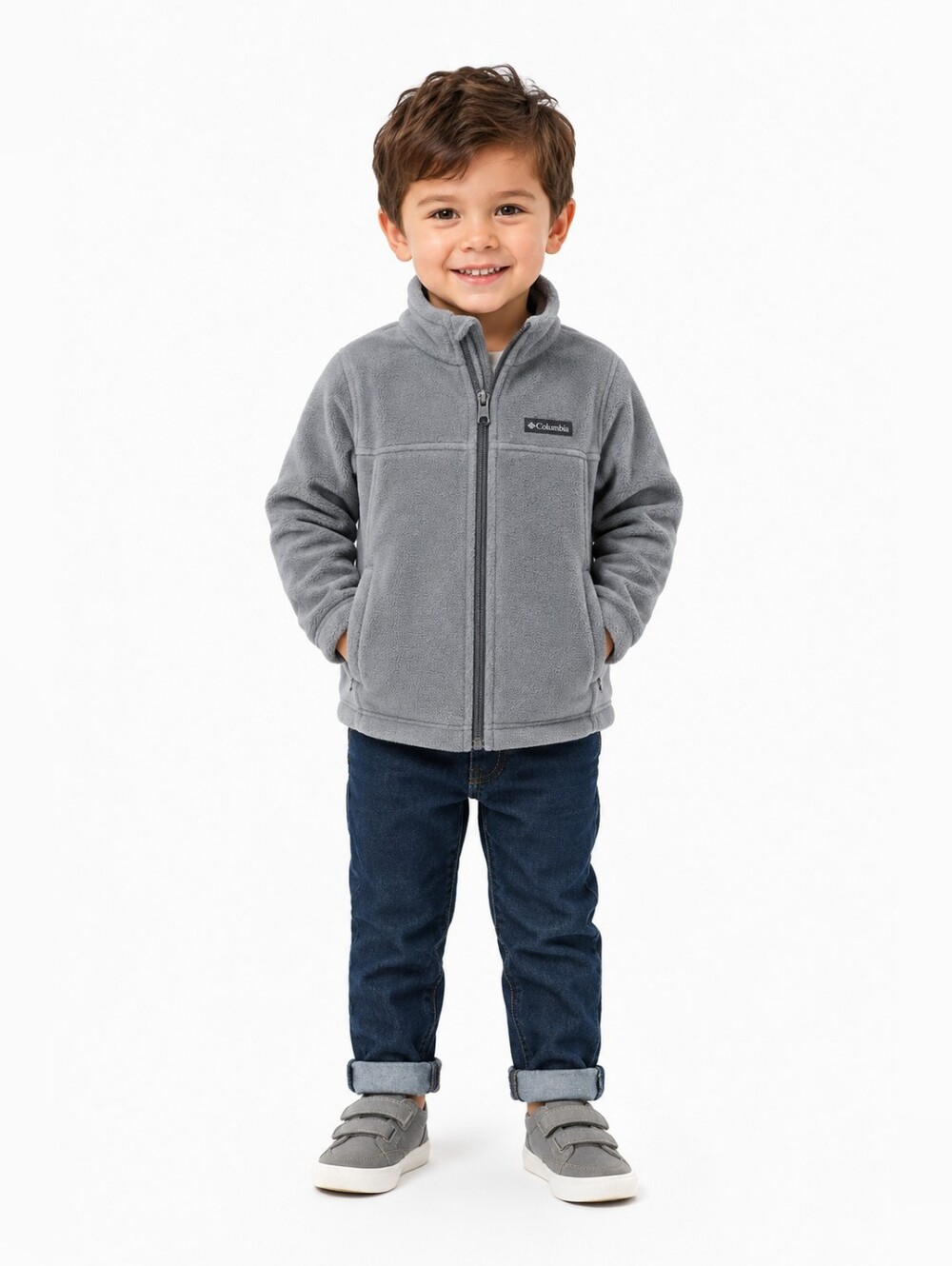 NWT Columbia Unisex Gray Fleece Jacket with Full-Length Zipper and High Neck